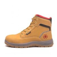 Yellow Nubuck Cow Leather Safety Boots