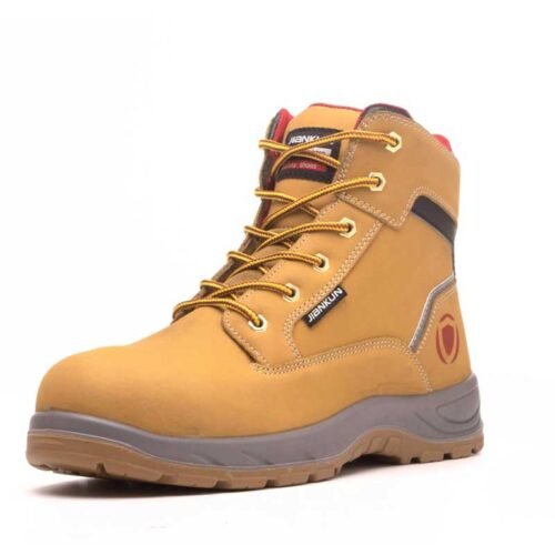 Yellow Nubuck Cow Leather Safety Boots