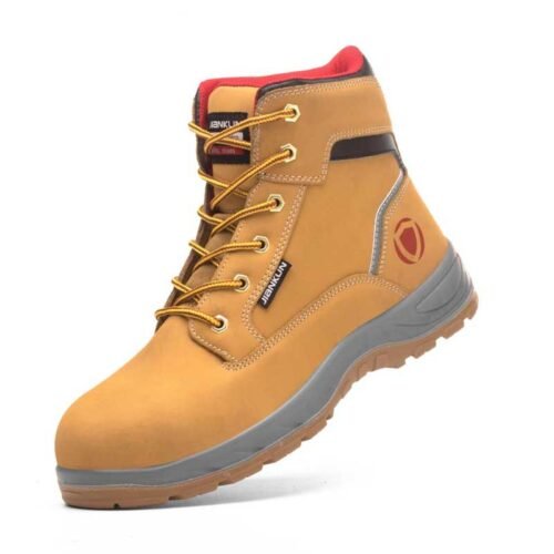 Yellow Nubuck Cow Leather Safety Boots