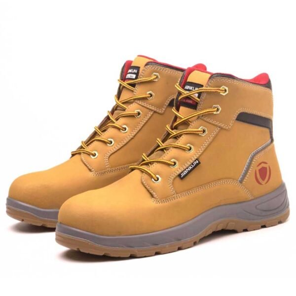 Yellow Nubuck Cow Leather Safety Boots