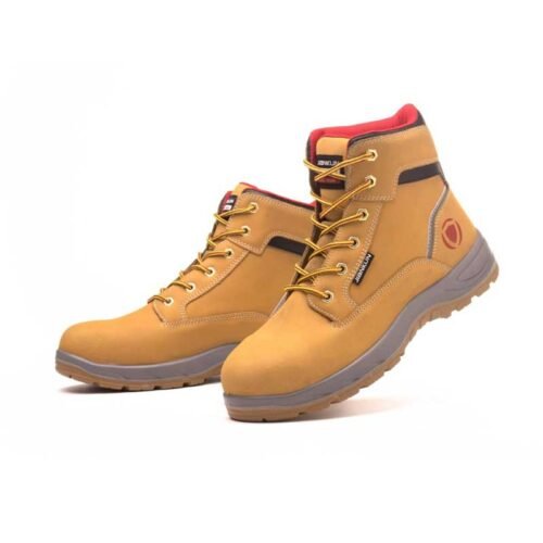 Yellow Nubuck Cow Leather Safety Boots